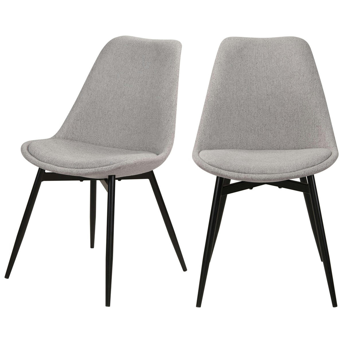 FILIPI - Chaise en tissu gris clair chiné et pieds en métal (x2)