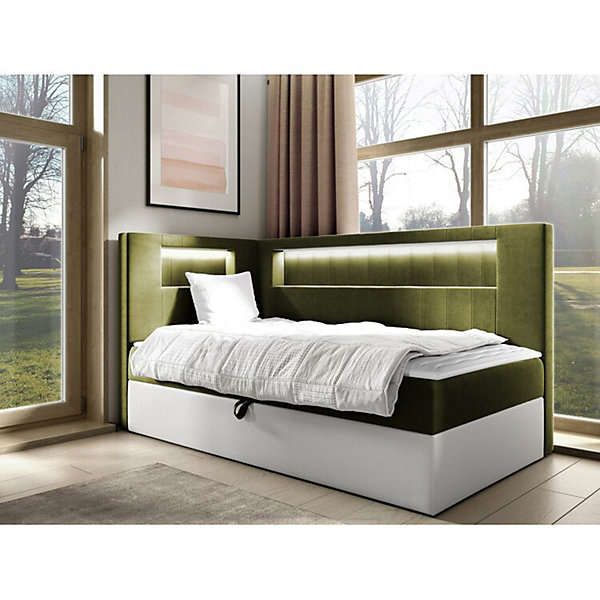 Lit continental Baltimore 172, Unique, Vert, Faux cuir, Disponible