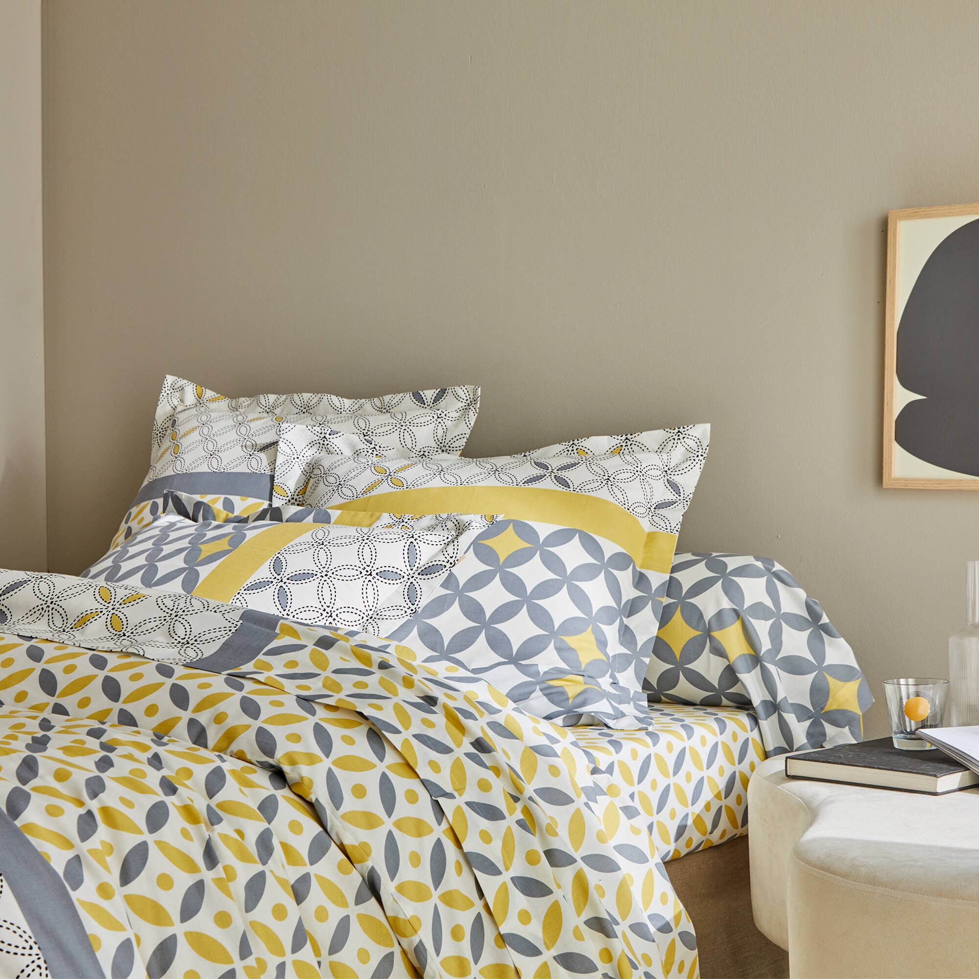 Linge de lit Marlow en coton motifs géométriques