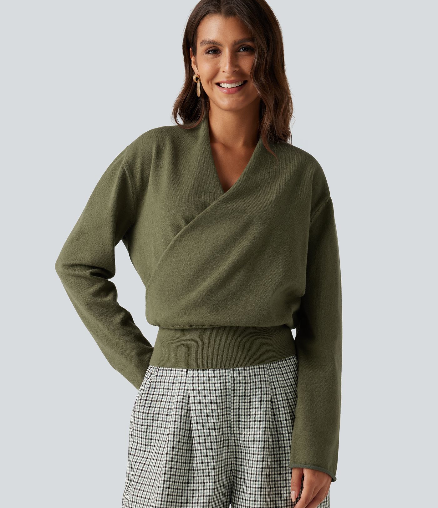 Pull à encolure en V et manches longues