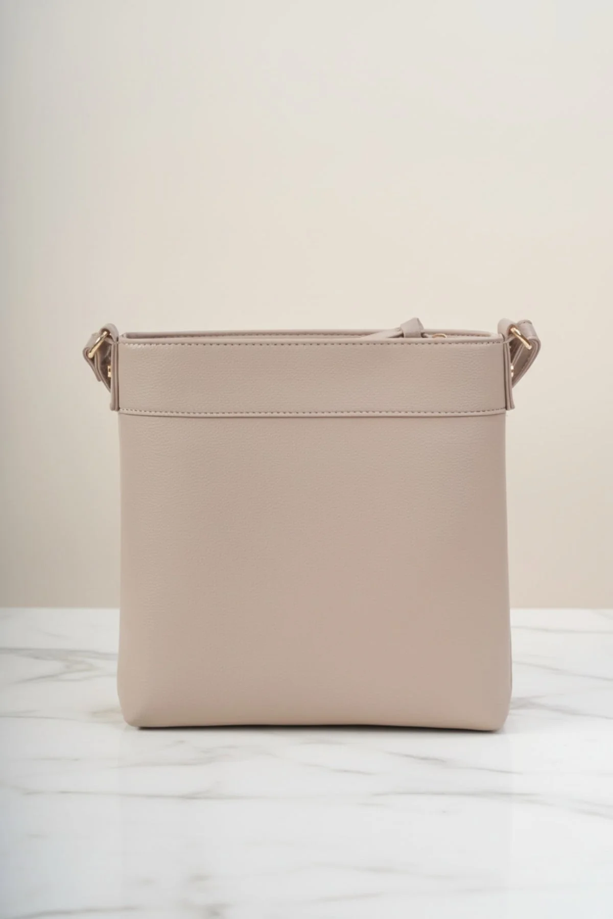 Classic Crossbody Bag With Front Zip in Taupe