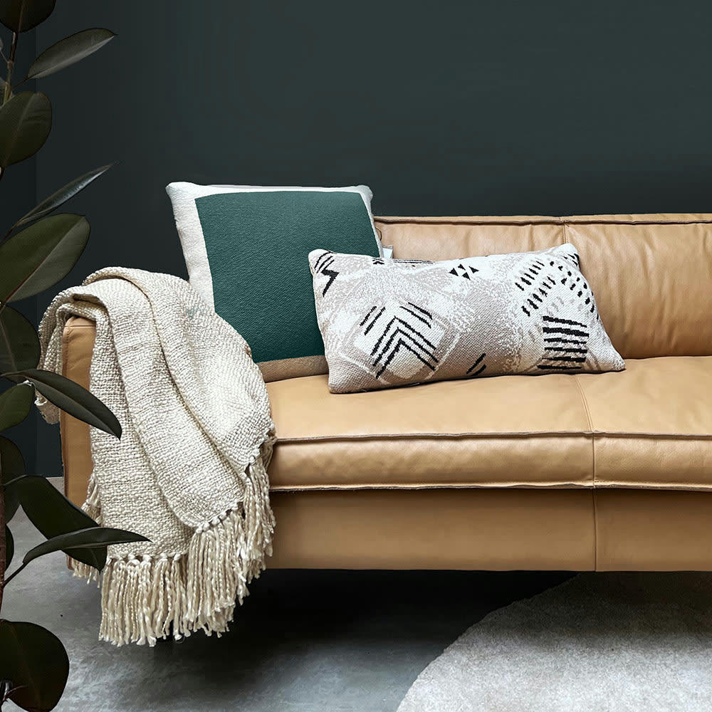 TRICOTÉ - Coussin poster tricot uni vert sapin 50x50