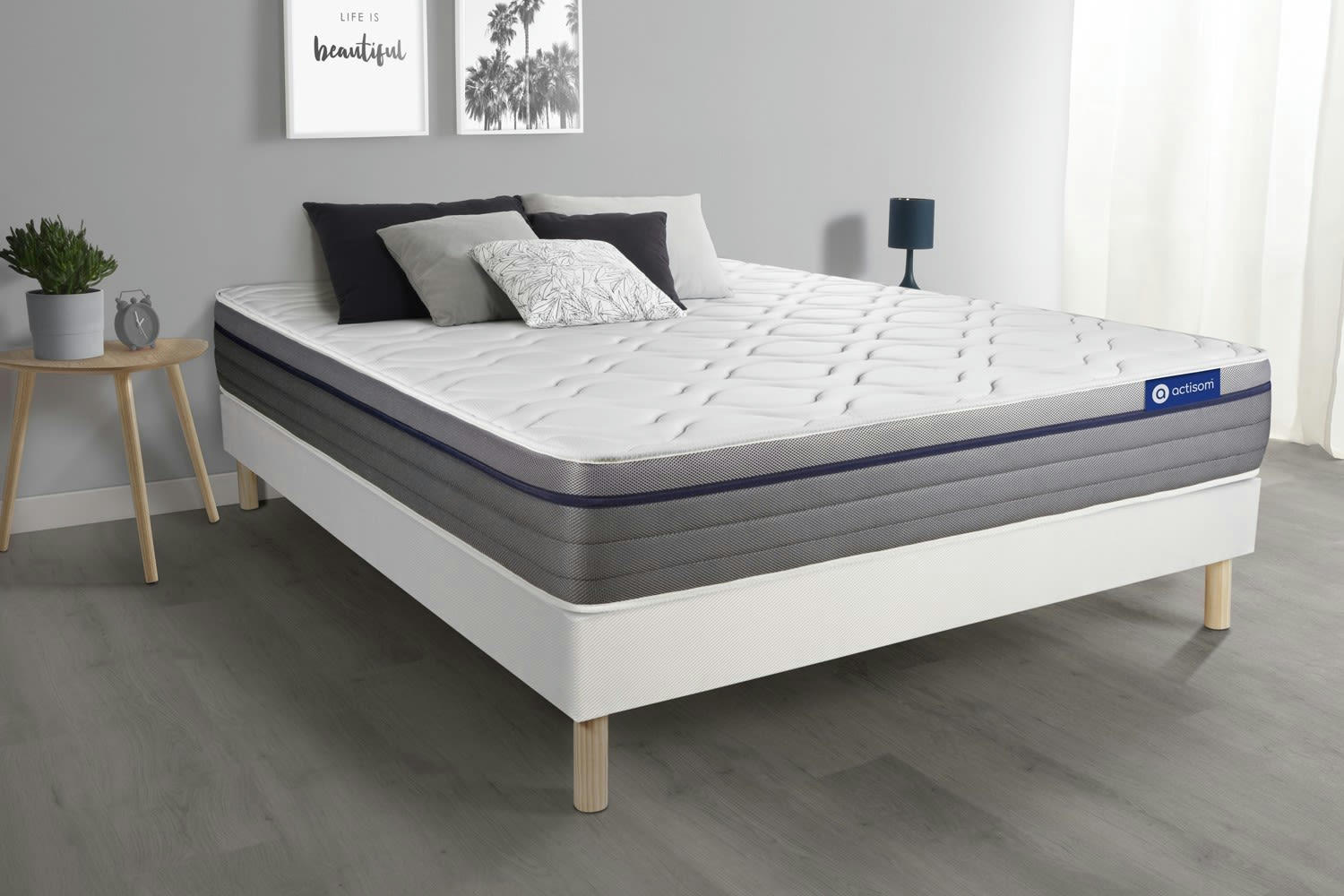 ACTIMEMO ZEN - Ensemble 200x200 cm sommier kit blanc