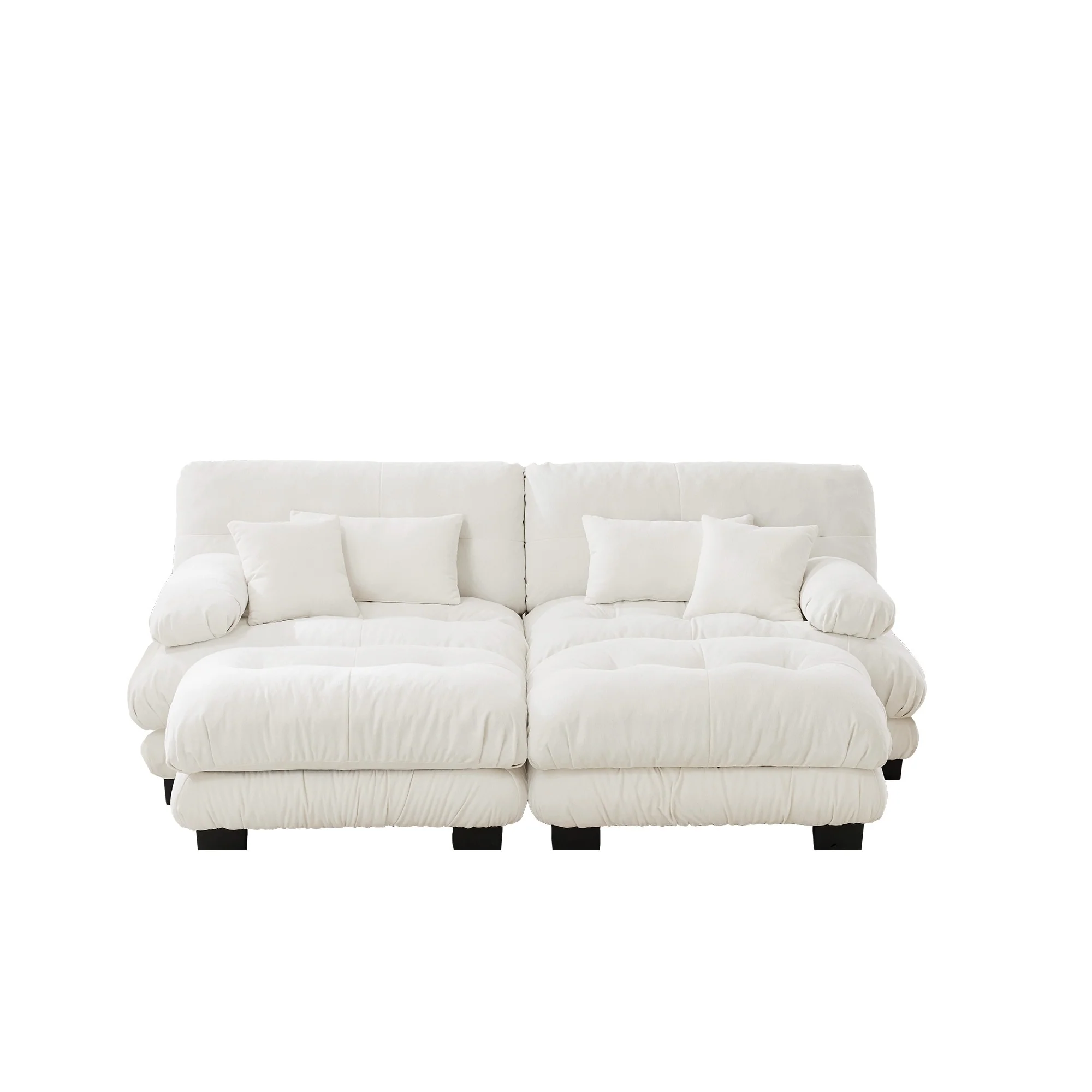 Modern Chenille Fabric Cloud Sectional Sofa Couch with Ottoman