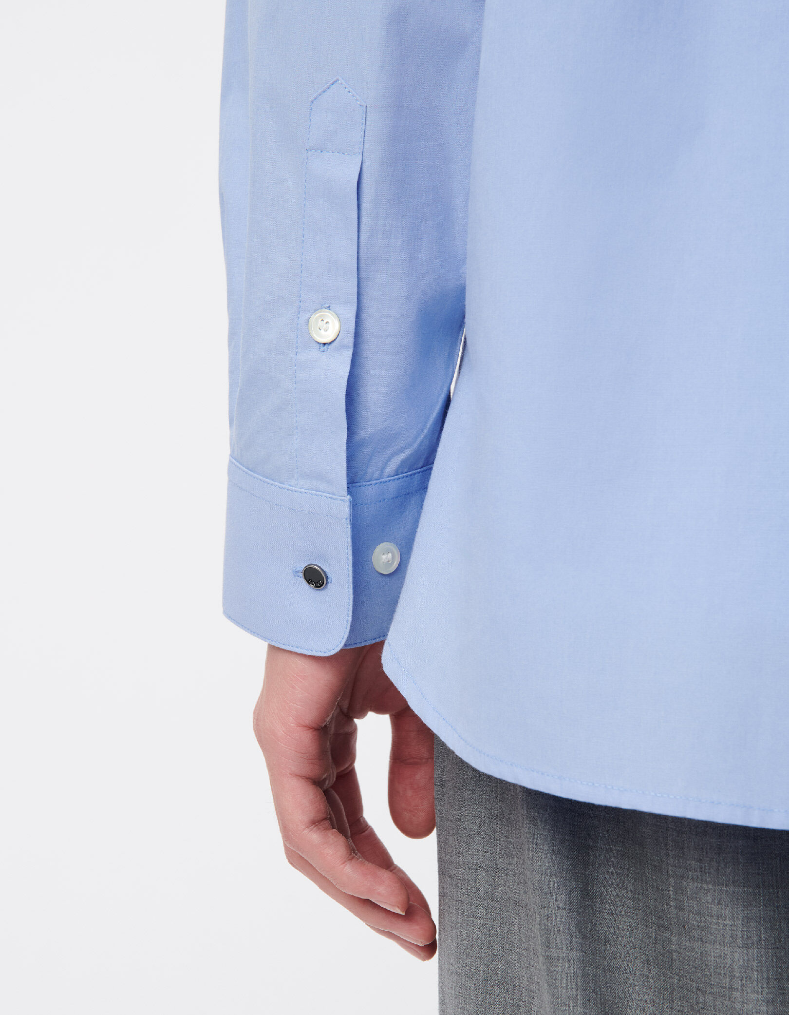 Chemise loose bleue unie coton bio Homme