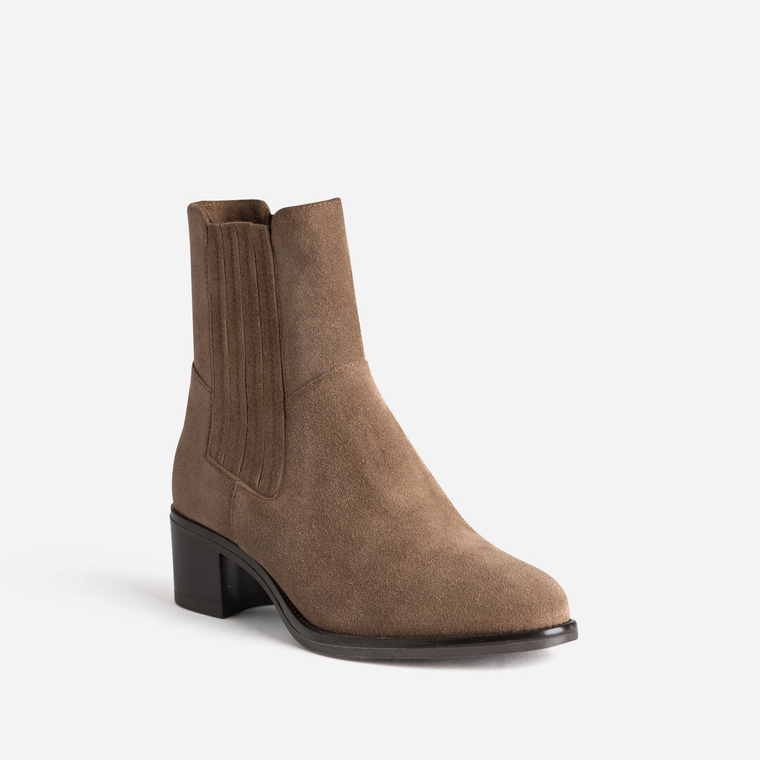 Chelsea boots taupe cuir velours