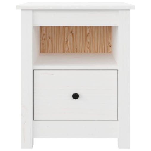 NNEVL Bedside Cabinet White 40x35x49 cm Solid Wood Pine