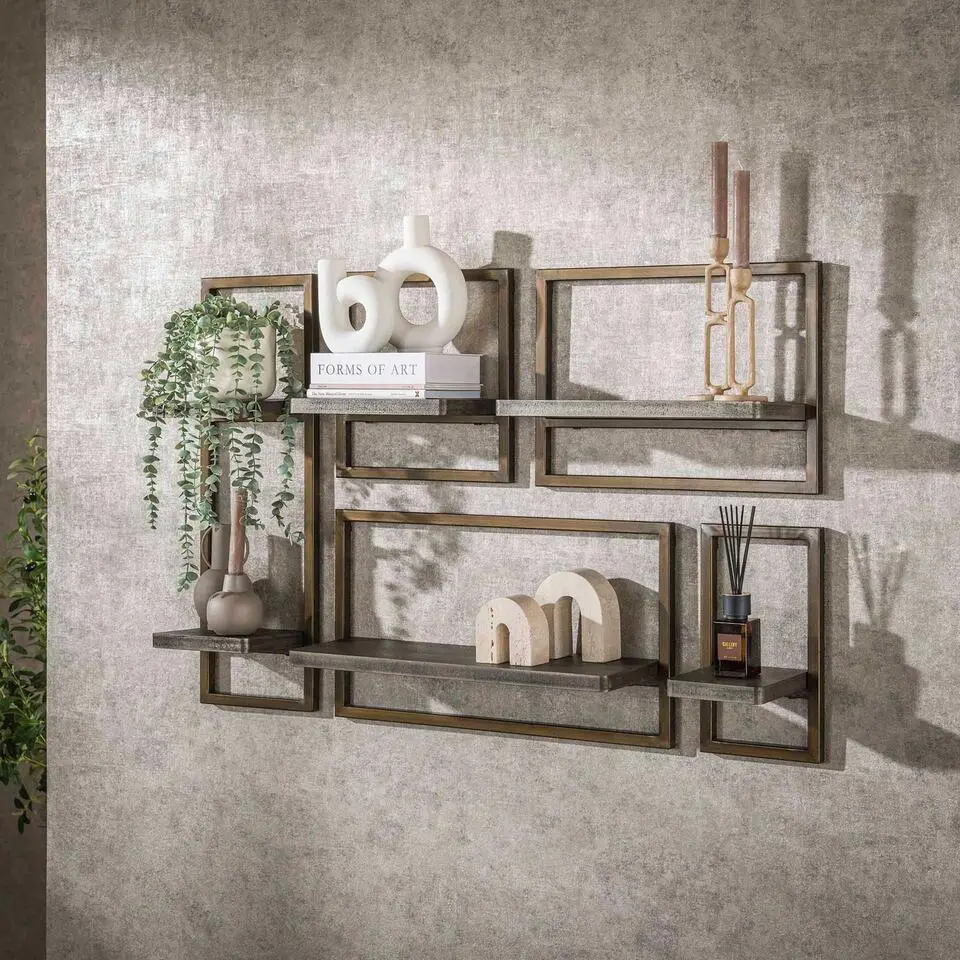 3D Ferro Wandplank Set/5 - Antiek Brons