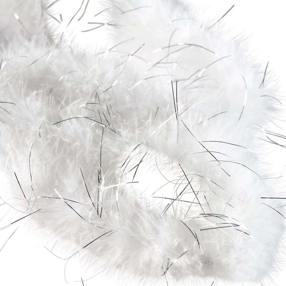 Guirlande plumes blanches fil argenté 1,8 m