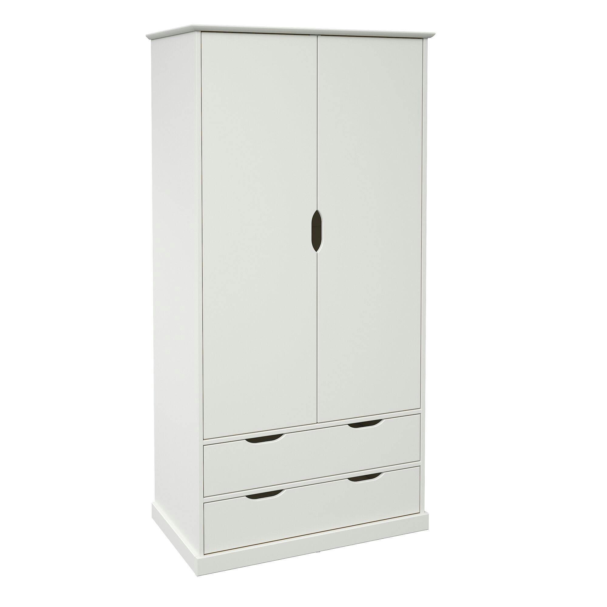 THEA - Armoire 3 portes effet bois blanc