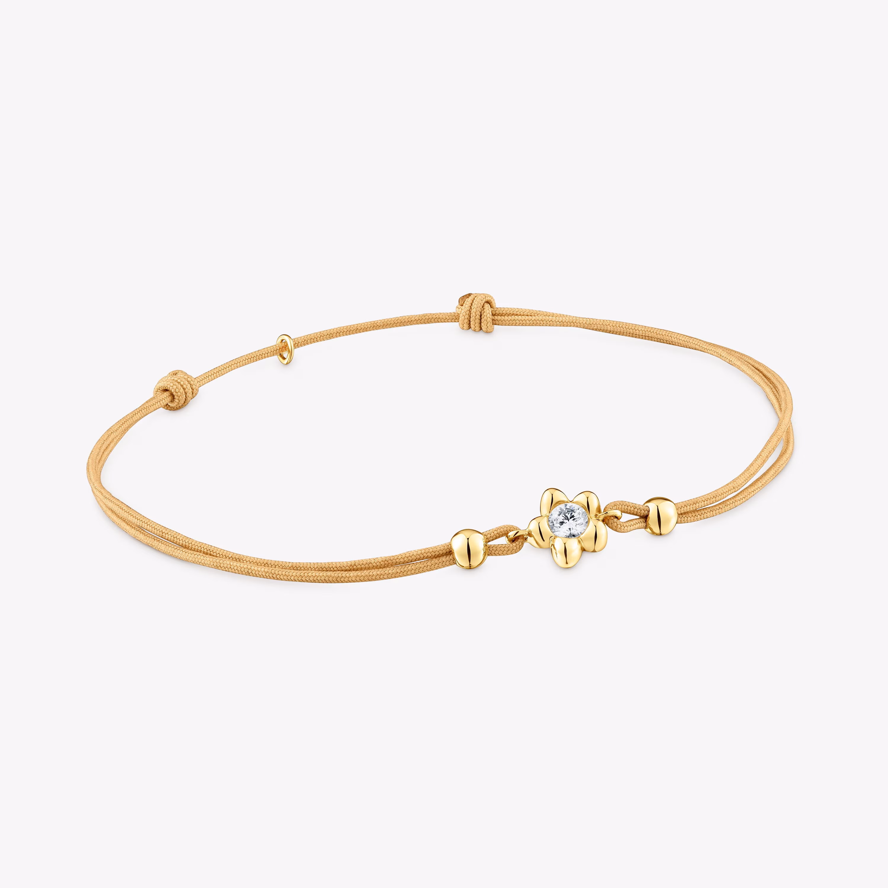 Pulsera de oro con diamante creado en laboratorio y nylon camel TOUS Lili