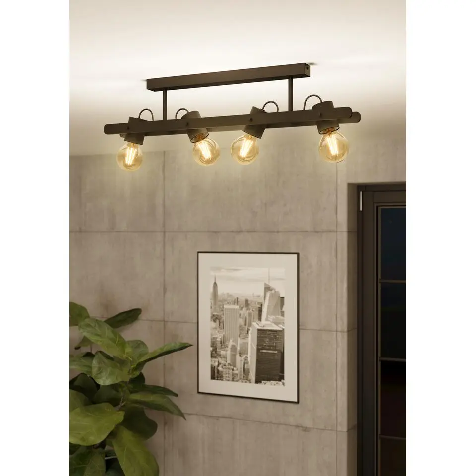 EGLO Plimsoll Plafondlamp - E27 - 77 cm - Zwart - Hout