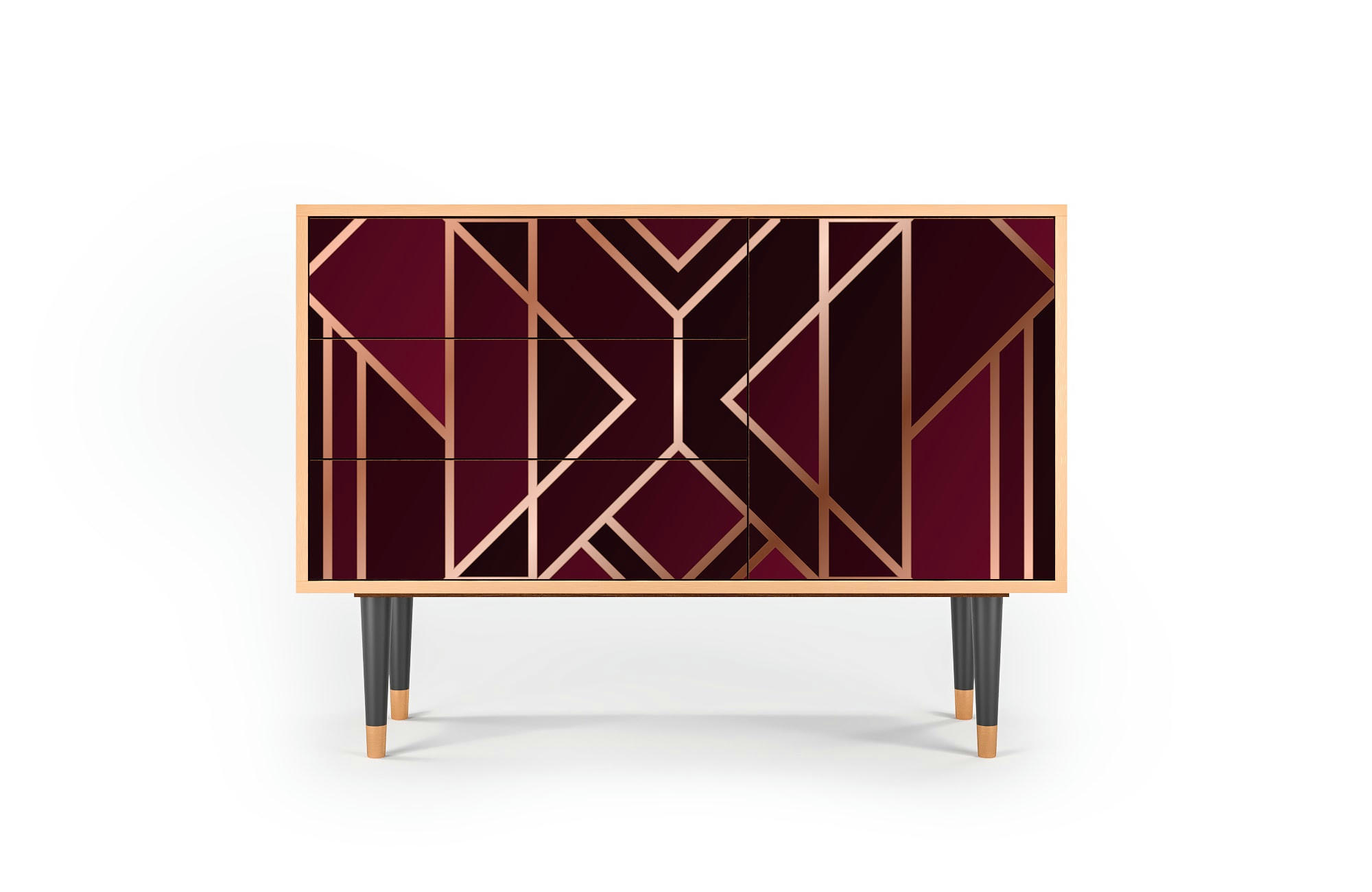 BURGUNDY JEWELERY - Buffet  bordeaux 3 tiroirs et 1 porte L 115 cm