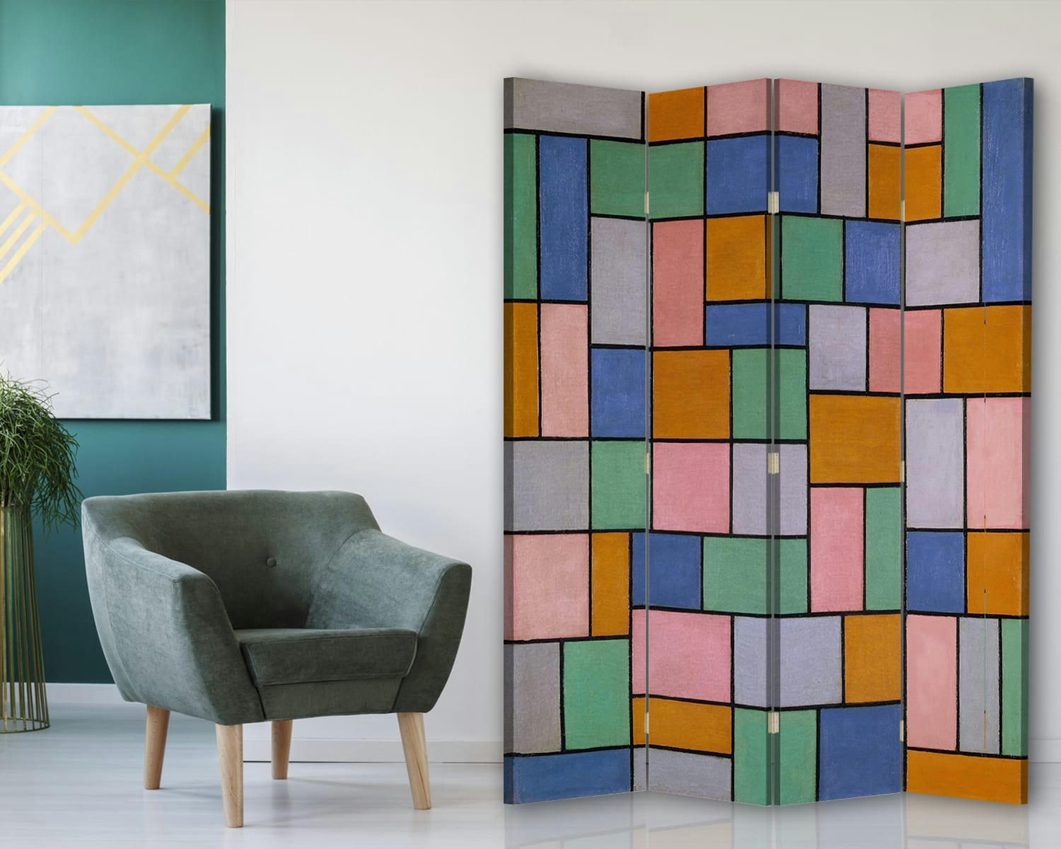 - Paravent Composition en Dissonances, Theo van Doesburg cm 145x170 (4x)