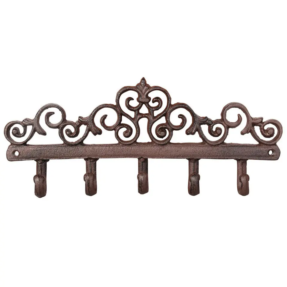 Esschert Design Wandkapstok - gietijzer - bruin - 5 haken - 32 cm