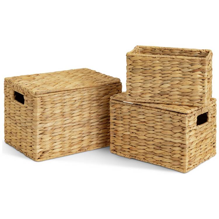 Habitat Pack of 3 Water Hyacinth Storage boxes - Natural
