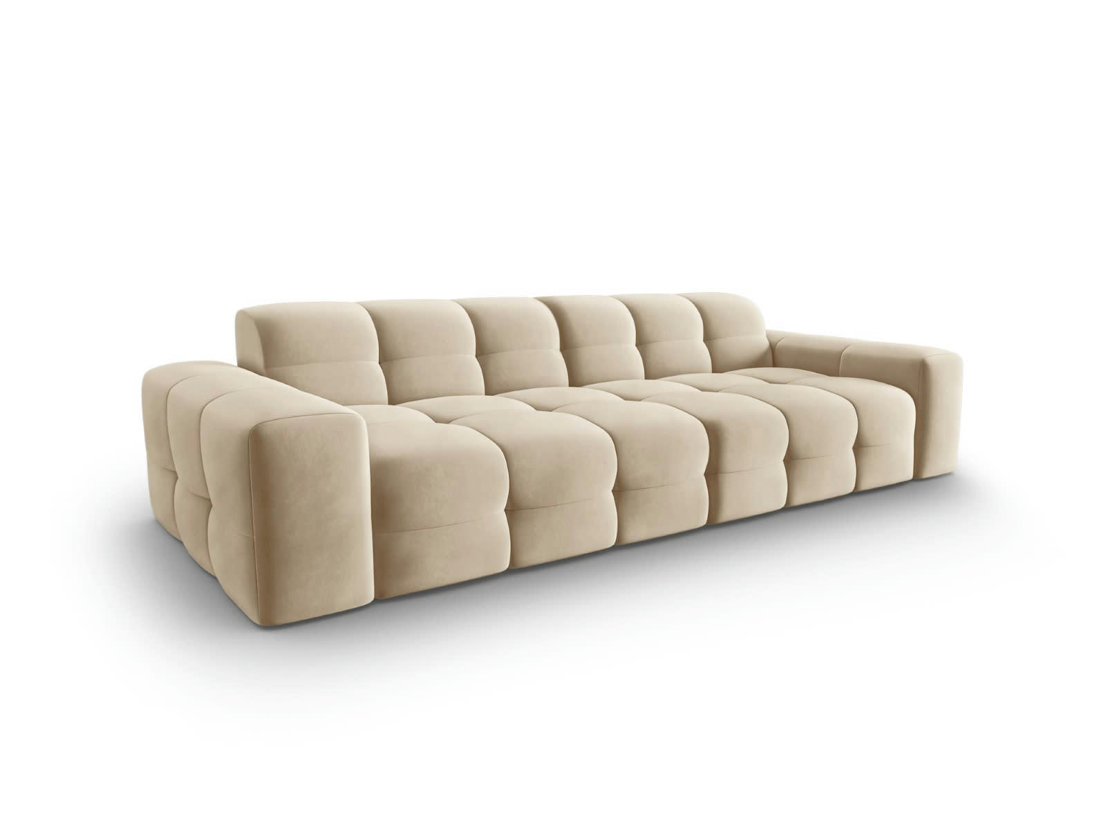 KENDAL - Canapé 4 places en tissu velours beige clair