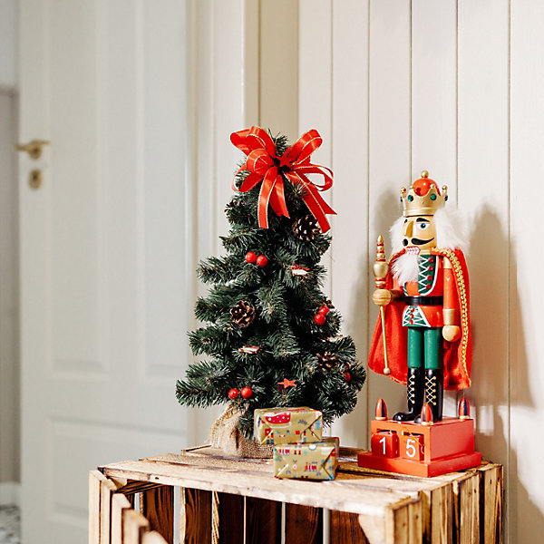 Creative Home Mini Sapin de Noël Artificiel Rouge 40 cm - Décoration Noël pour Petit Bureau, Salon et Table - Sapin Artificiel