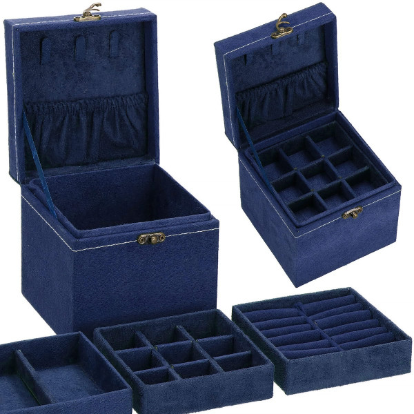 Szkatułka na biżuterię 12x12x12 cm organizer z przegródkami