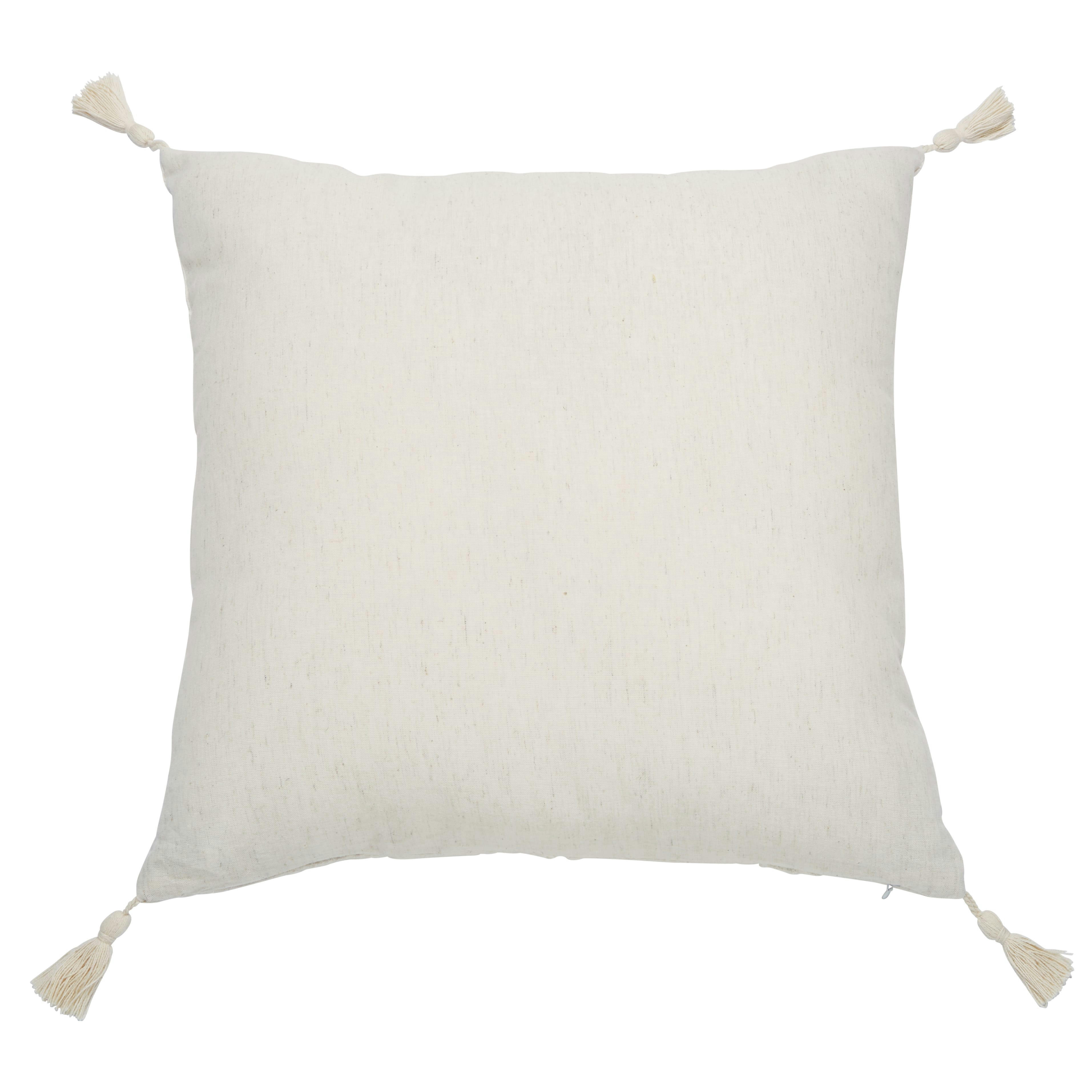 MANDALA - Coussin à pompons blanc 45x45