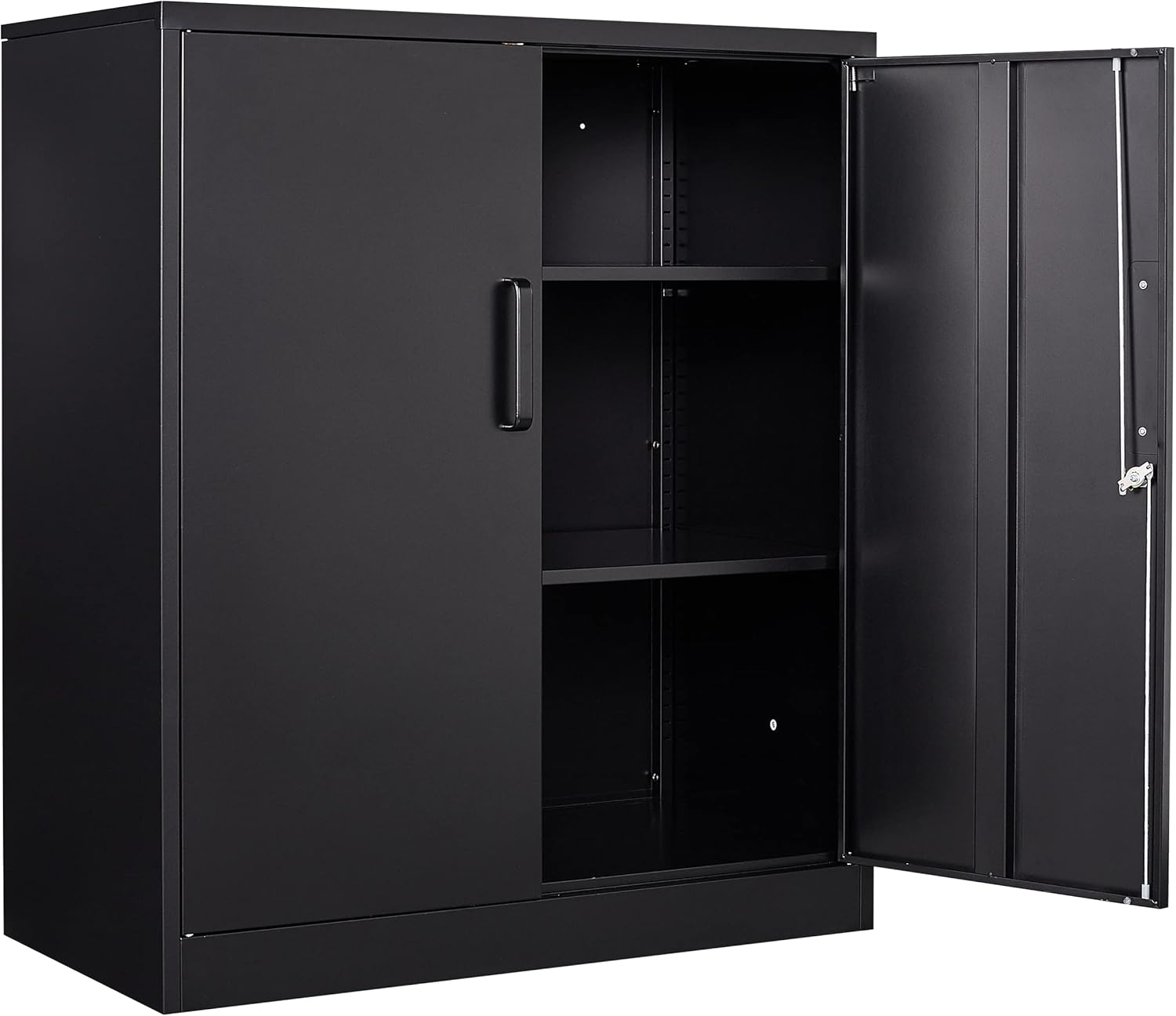 SISESOL Metal Storage Cabinet Locked Steel Cabinet with 2 Adjustable Shelves,Office Cabinet Locking Tool Cabinets,Kitchen Storage Cabinets Metal Locker Small Counter Height Storage Cupboard 36 H