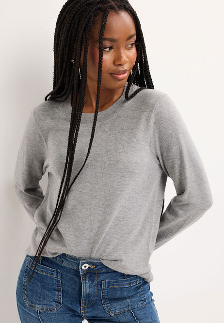 Womens Grey Crew Neck Jumper