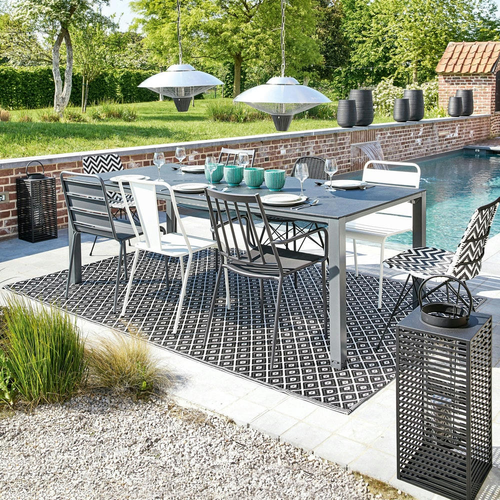 Kamari - Tapis en polypropylène noir et blanc 180x270