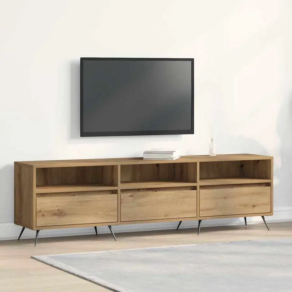 vidaXL - TV-meubel 3 vakken 3 deuren - Artisanaal eiken - Hout - 150x30x44.5 cm