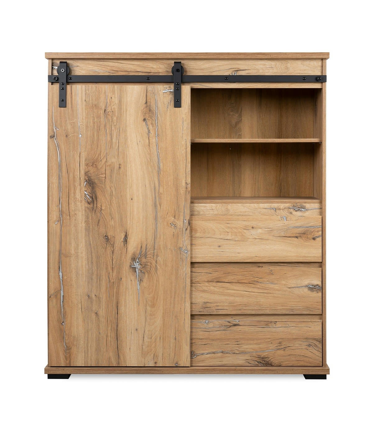 MANZANO - Vaisselier 1 porte coulissante 3 tiroirs 2 niches L120 cm