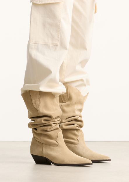 Beige suède cowboylaarzen