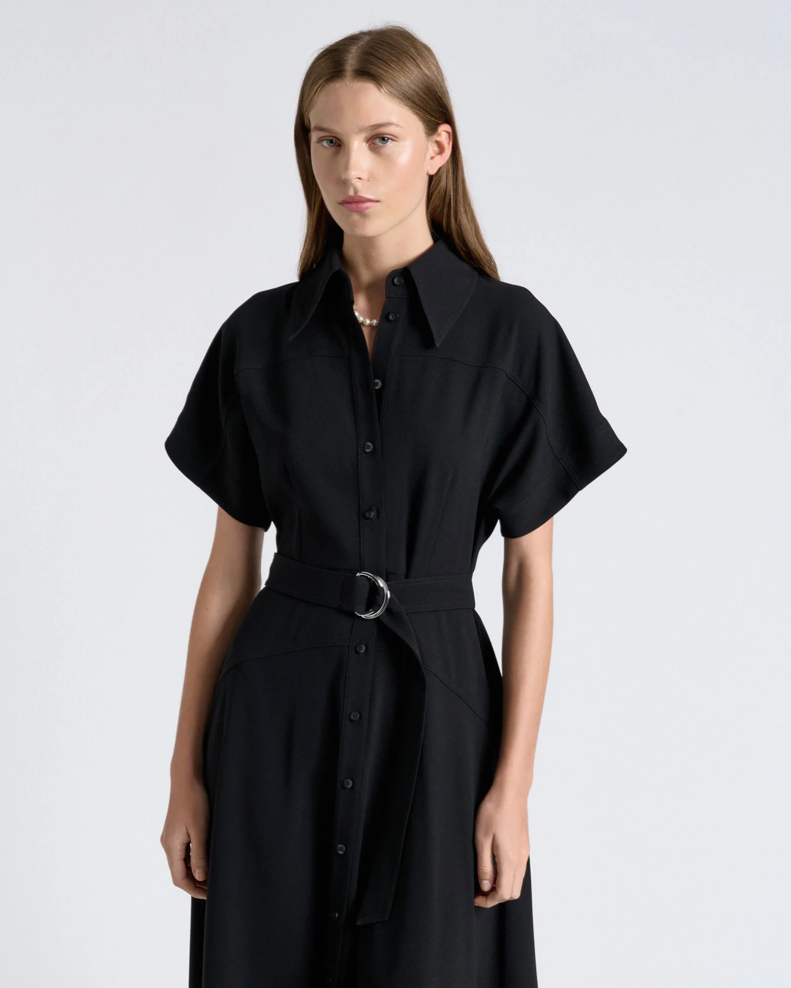 Crepe Midi Shirt Dress