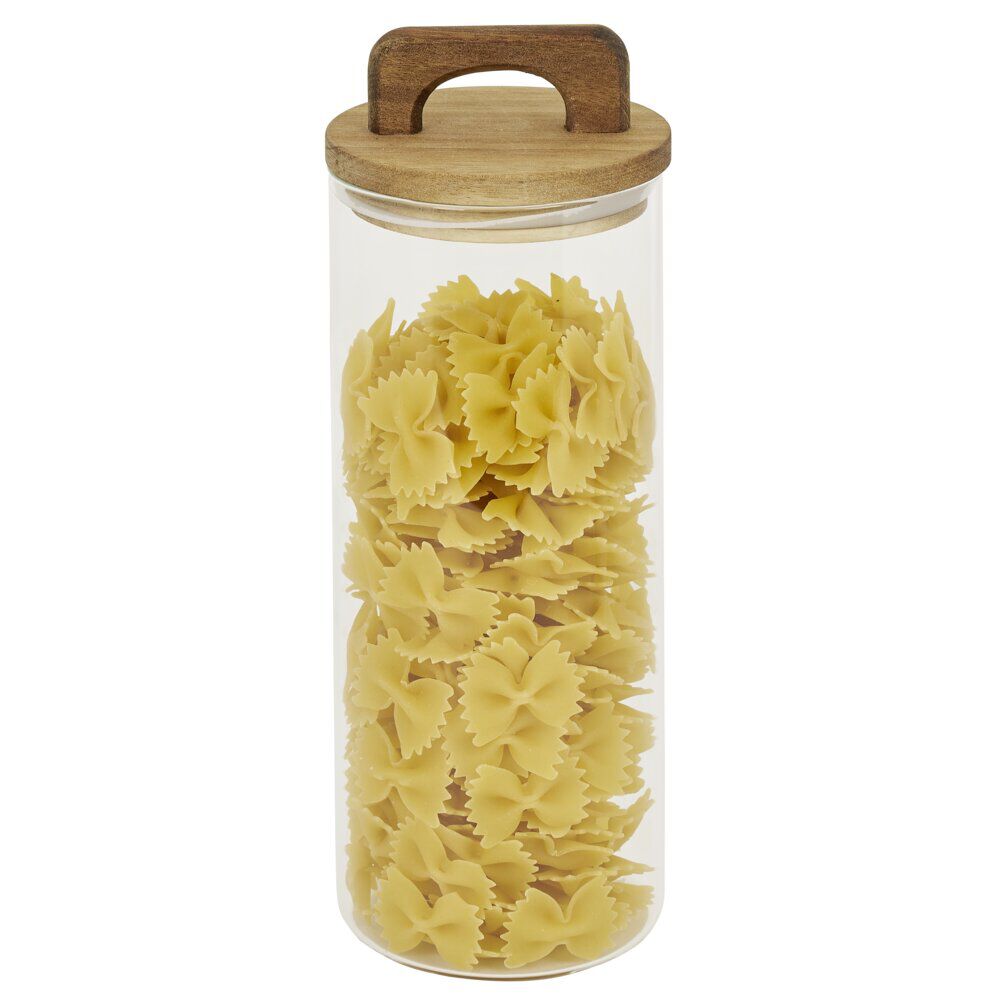 Bocal de conservation 1,1L en verre avec couvercle en bois Ø9,5xH20cm