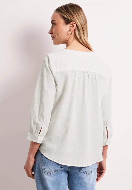 Bluse mit Split Neck aus Leinenmix