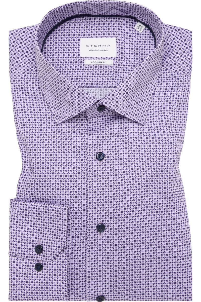 ETERNA Modern Fit Hemd violett, Bedruckt