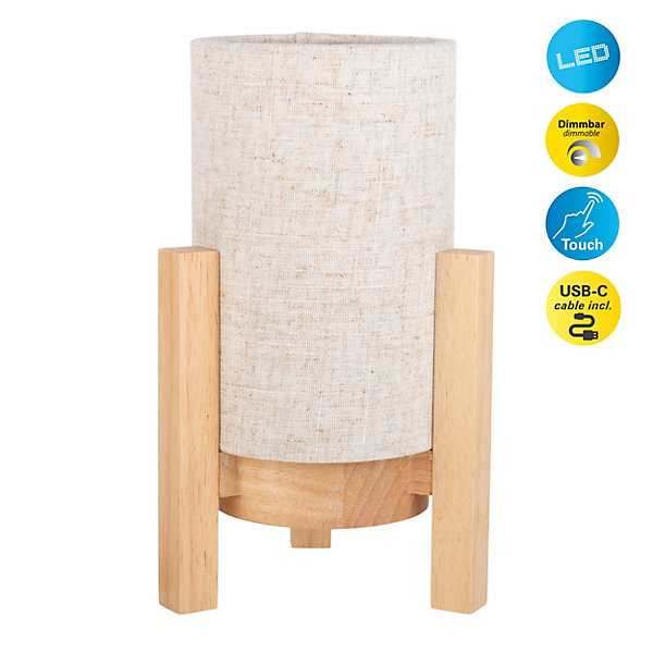 Lampe table accu MADITA H 25cm blanc naturel LED intégrée intensité variable capteur tactile