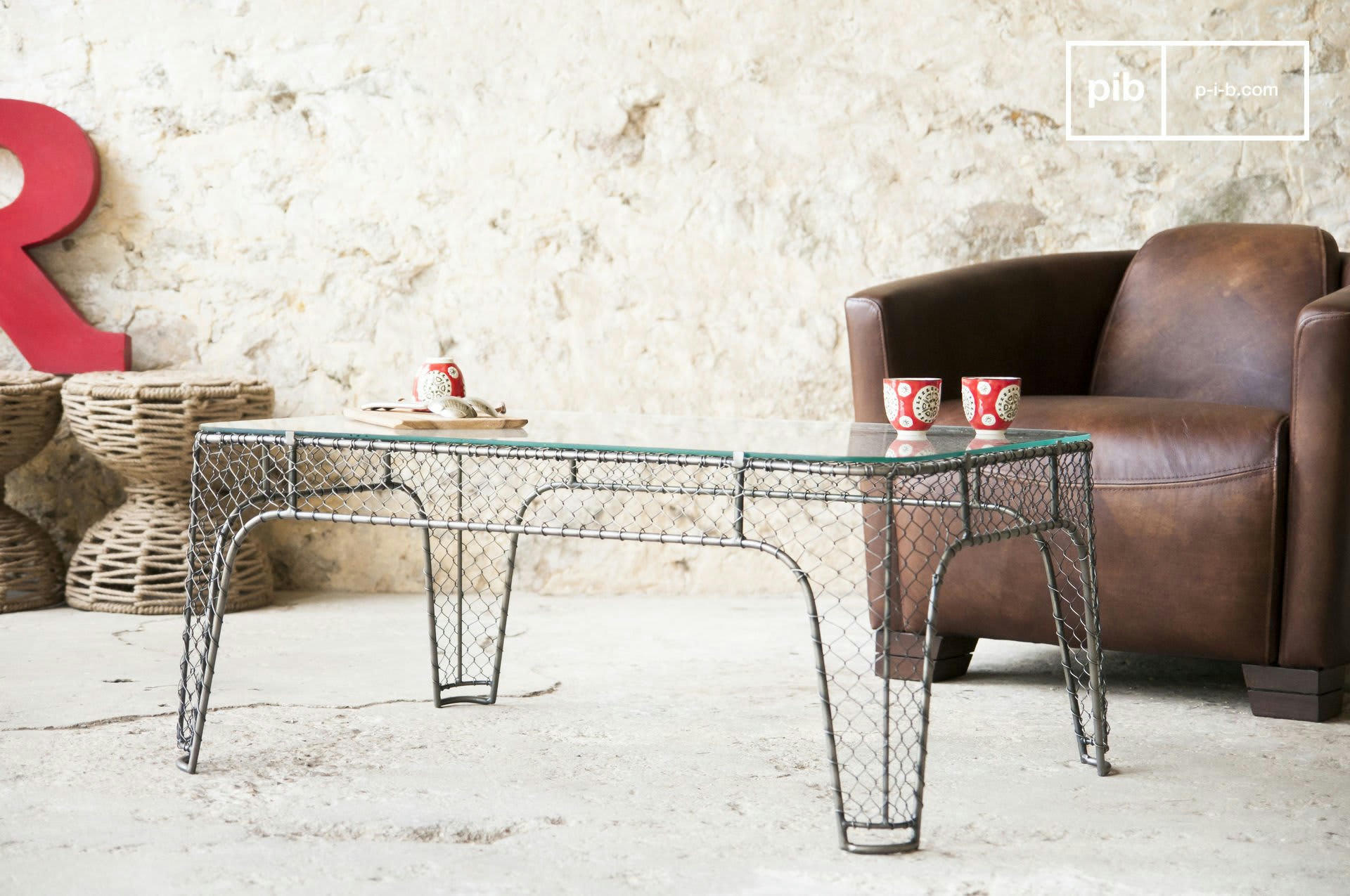 ONTARIO - Table basse industrielle en métal argenté