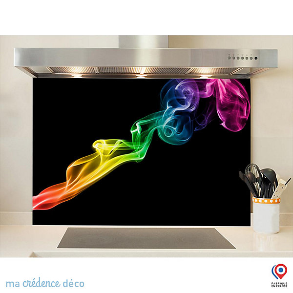 Crédence cuisine fond de hotte fumée colorée - Verre trempé - L 90 cm x H 50 cm - MaCrédenceDéco