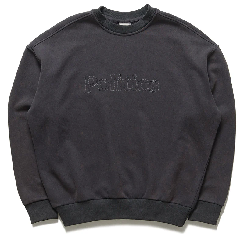 Politics Serif Outline Crewneck - Black