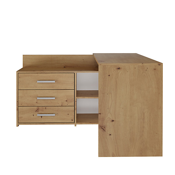 Bureau d'angle : 120 x 76 x 50 cm, Chêne Artisan