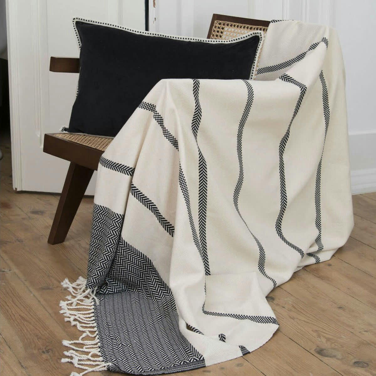 LIV - Plaid coton  160x250 noir