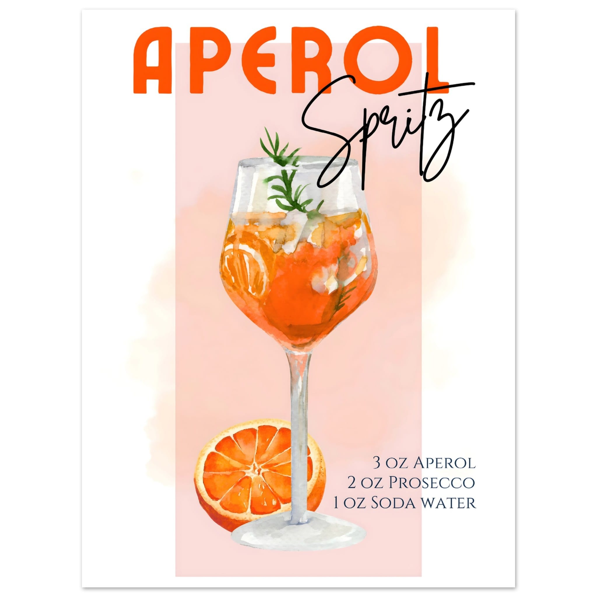 Artfulprints Poster Aperol Spritz - Pink  - 30x40 cm - Roze