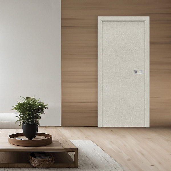Bloc-porte Miro avec poignée Exclusive grise, H.204 x l.63 cm, aspect textile opale