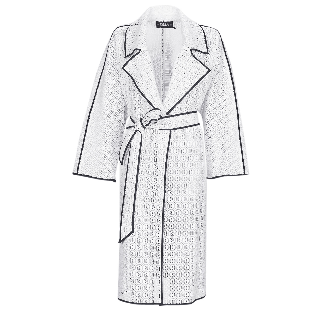 Karl Lagerfeld - KL EMBROIDERED LACE COAT - White / Black