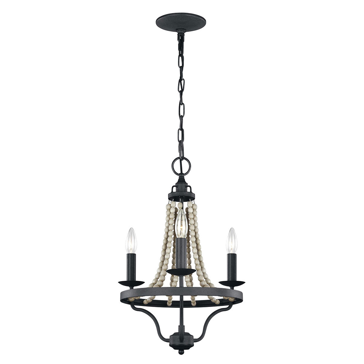 Lampa wisząca ciemny postarzany cyno-jasne drewno Nori 3xE14x40W Feiss