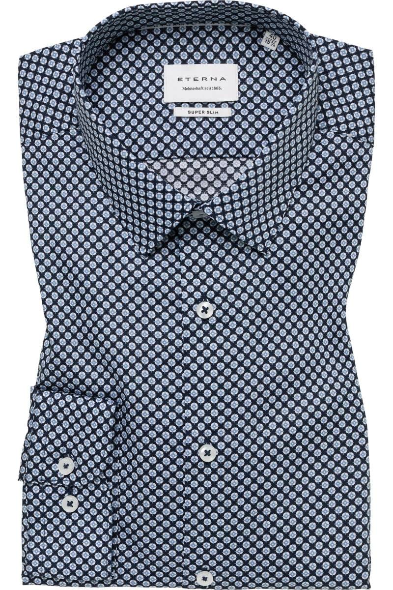 ETERNA Super Slim Dynamic Cotton Hemd marine, Bedruckt
