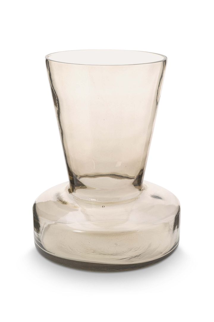 vtwonen Glazen Trompet Vaas - Woondecoratie - Mirre / Zand - 16x19cm