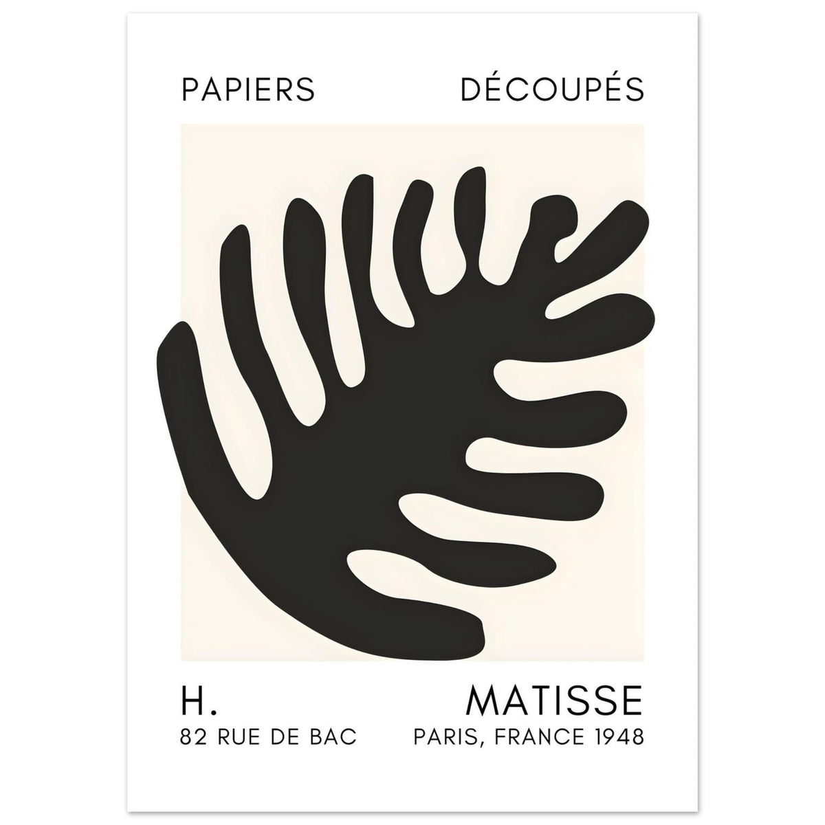 Artfulprints Poster Matisse – Coral bloom black  - 50x70 cm - Zwart