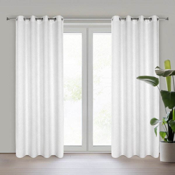 Elegancka zasłona na przelotkach ALETA z tkaniny szenilowej 135X250 biała