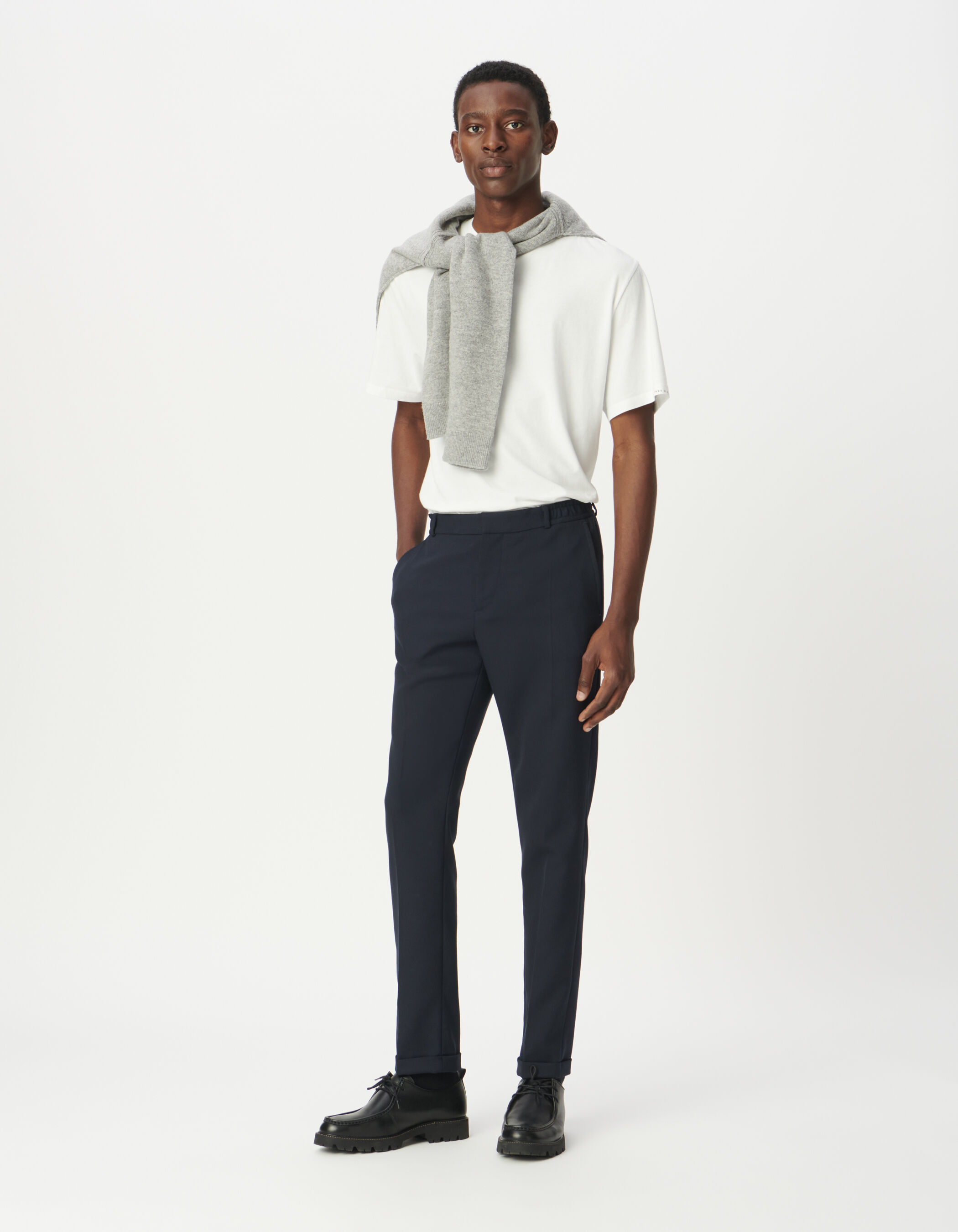 Pantalon de costume marine élastiqué dos Homme