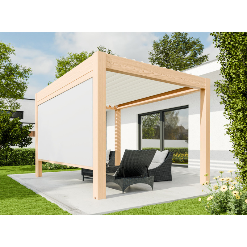 Store beige pour pergola bioclimatique Capri chêne 3 x 2,25 m